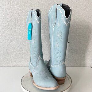 Lane SWEET MEMORIES Knee High Womens Cowboy Boots 12 Light Blue Cowgirl Western